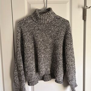 Madewell Chunky Gray Marbled Turtleneck Sweater